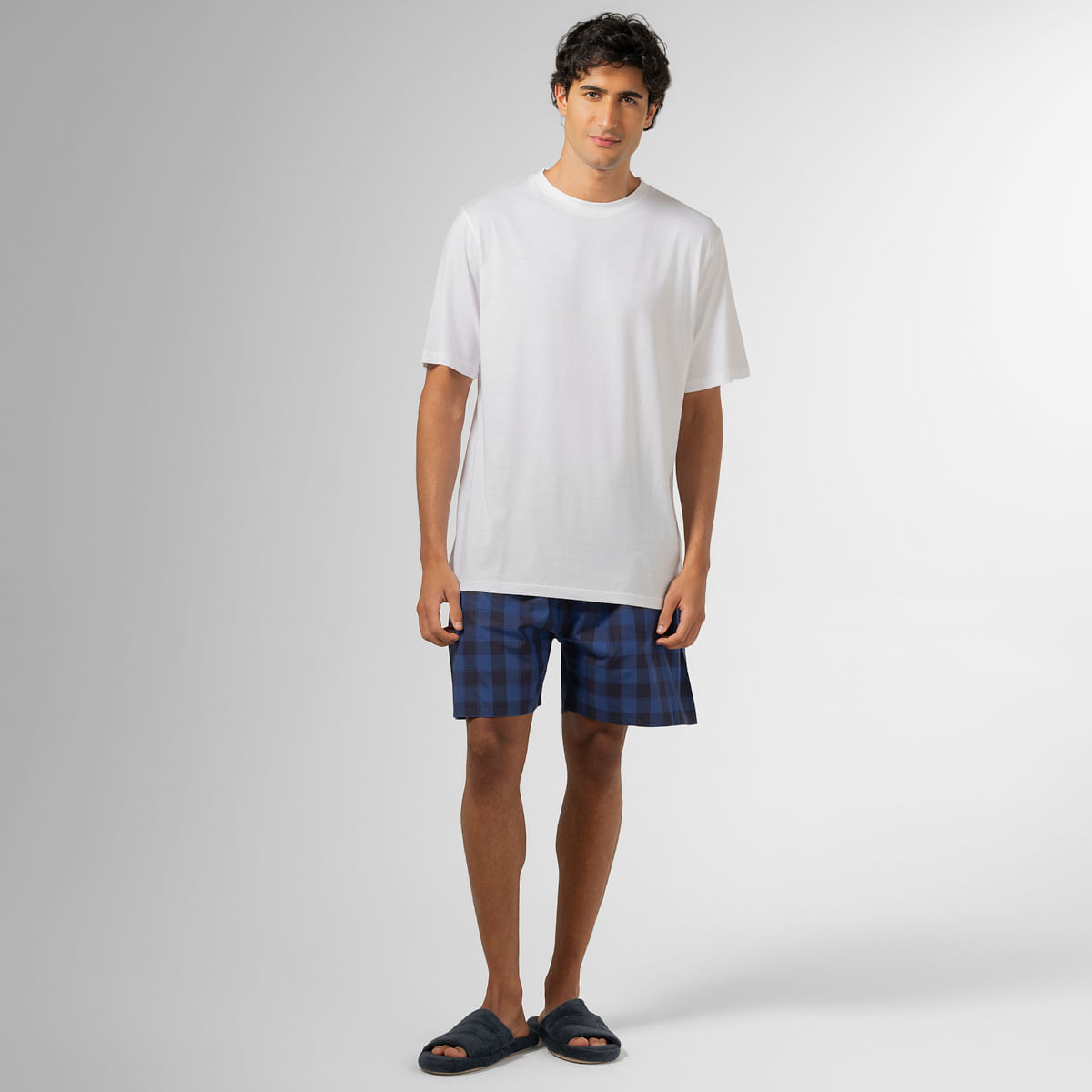 06 03 0053 Pijama Pierre Xadrez Azul Branco 001